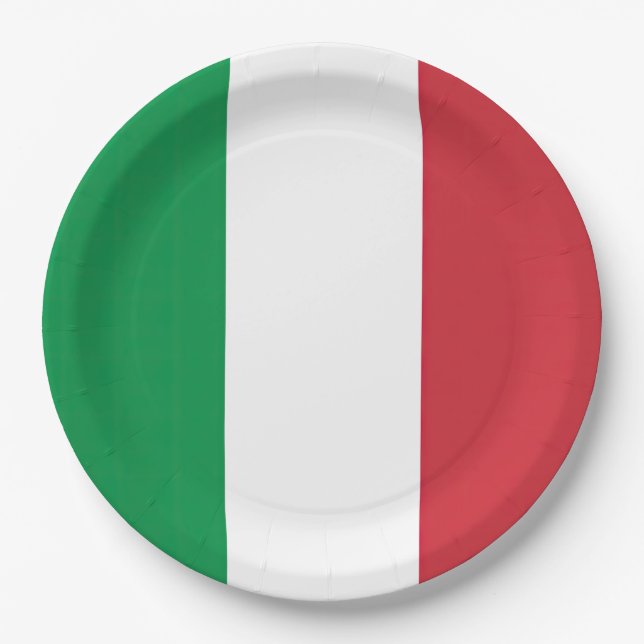 Flag Italy Tricolor Paper Plates (Front)