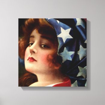 Flag Lady 4th Of July Vintage Patriotic Art Canvas Print by PrintTiques at Zazzle