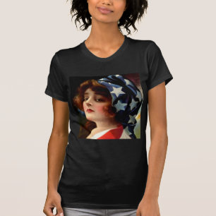 Flag Lady 4th of July Vintage Patriotic Art T-Shirt