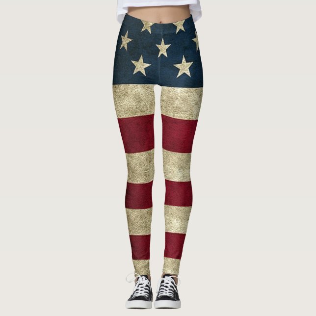 Flag Leggings Patriotic Leggings American Flag (Front)