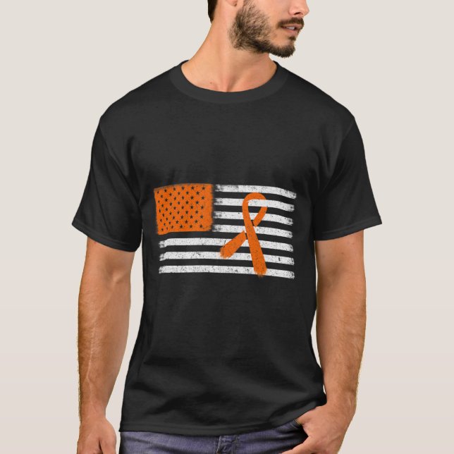Flag Leukemia And Multiple Sclerosis Ribbon Family T-Shirt (Front)