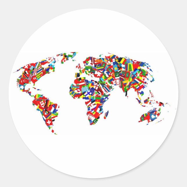 Flag Map Classic Round Sticker (Front)