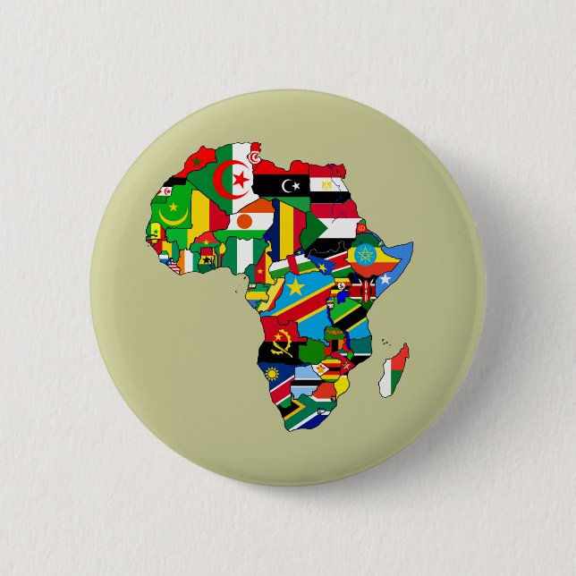 Flag Map of Africa Flags - African Culture Gift Button (Front)