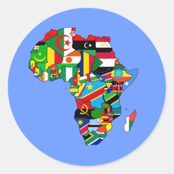Flag Map Of Africa Flags - African Culture Gift Classic Round Sticker by Funkart at Zazzle