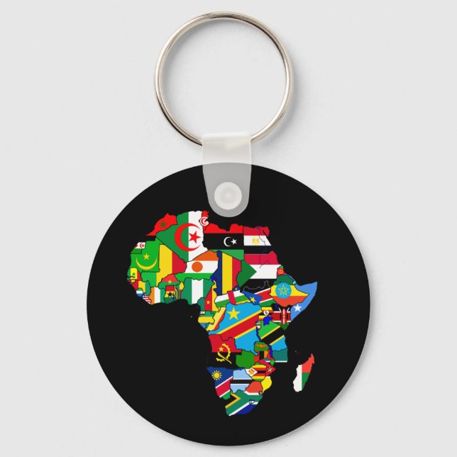 Flag Map of Africa Flags - African Culture Gift Keychain (Front)