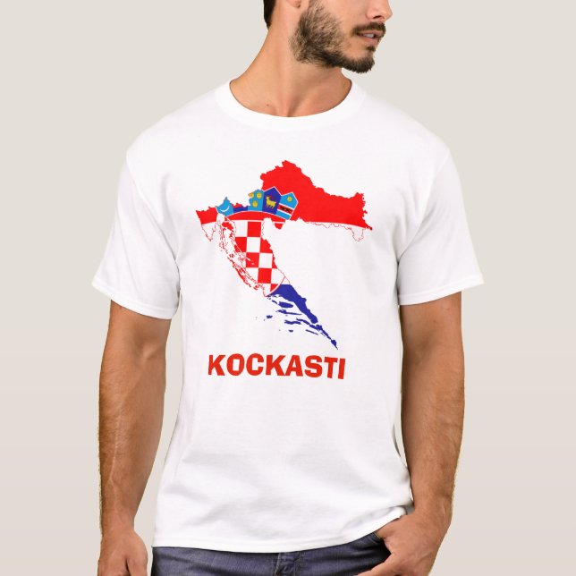 Flag Map of Croatia Kockasti T-Shirt (Front)