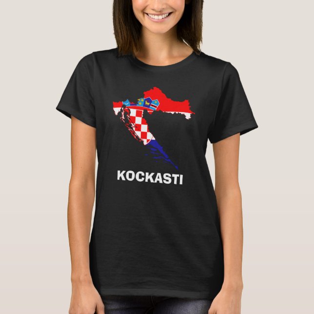 Flag Map of Croatia Kockasti T-Shirt (Front)