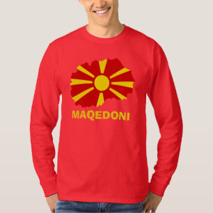 Flag Map of Maqedoni Long Sleeve T-Shirt