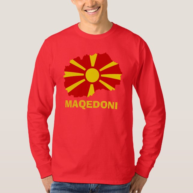 Flag Map of Maqedoni Long Sleeve T-Shirt (Front)