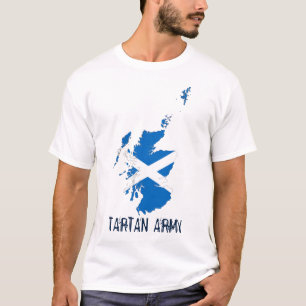 Flag Map of Scotland Tartan Army T-Shirt 