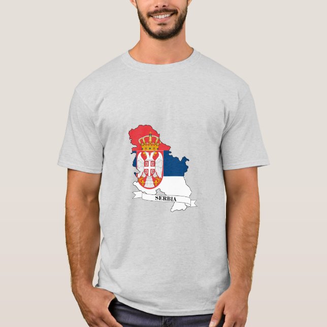 Flag map of Serbia T-Shirt (Front)