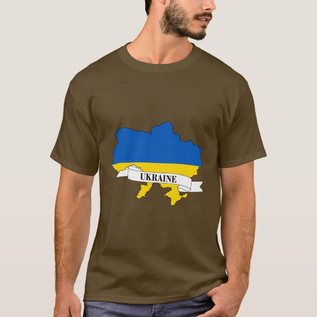 Flag map of Ukraine T-Shirt (Front)