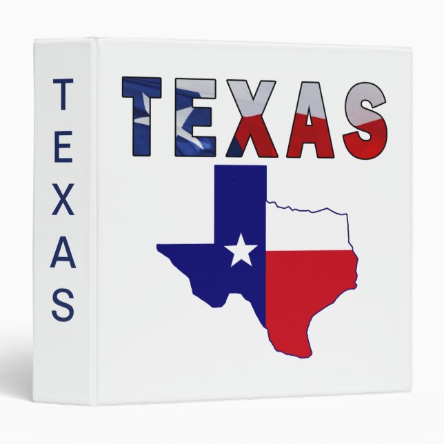 Flag Map With Texas 3 Ring Binder (Front/Spine)