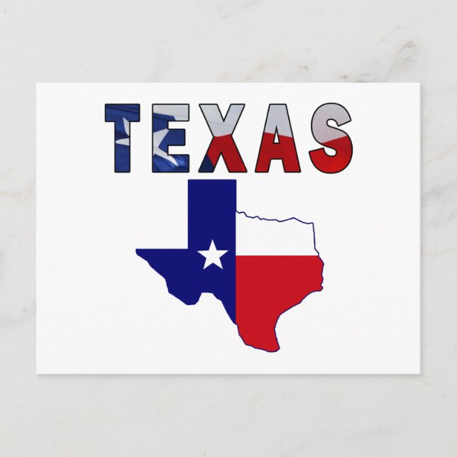 Flag Map With Texas Postcard (Front)