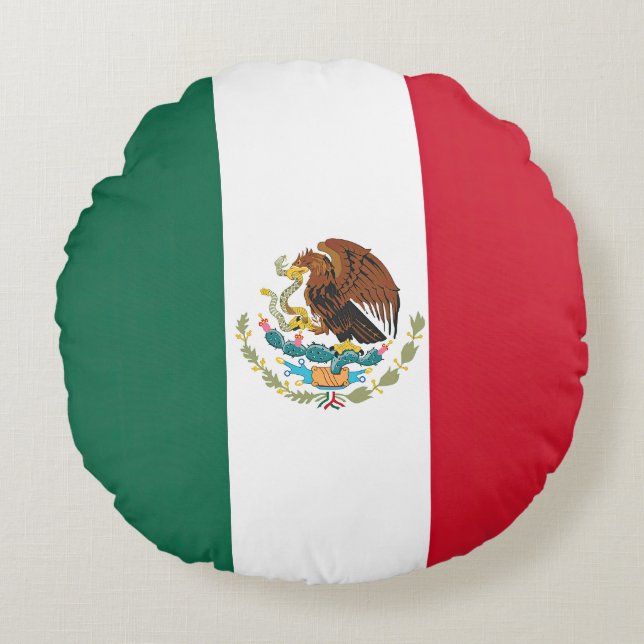 Flag Mexico Tricolor Round Pillow (Front)