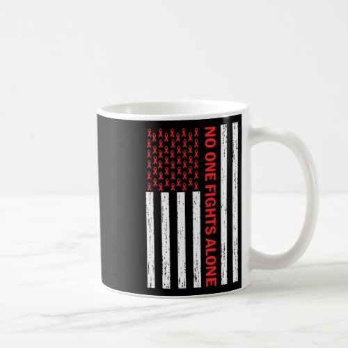 Flag No Body Fights Alone Red Ribbon Awareness Ame Coffee Mug