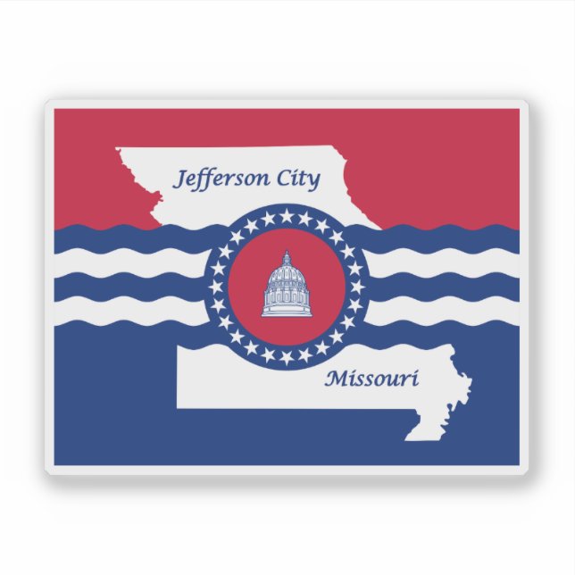 Flag o Jefferson City, Missouri Sticker (Front)