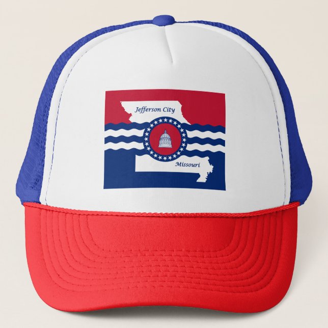 Flag o Jefferson City, Missouri Trucker Hat (Front)