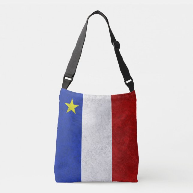 Flag of Acadia Distressed Grunge Crossbody Bag (Front)