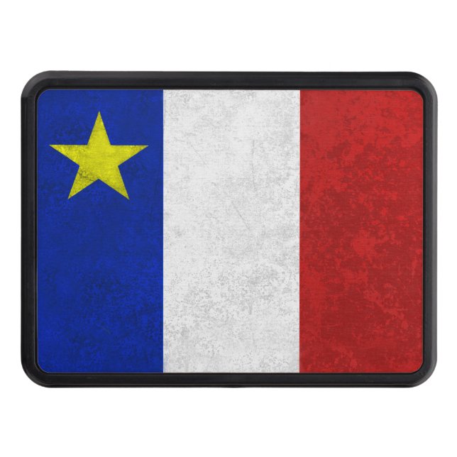 Flag of Acadia Distressed Grunge Tow Hitch Cover (Front)