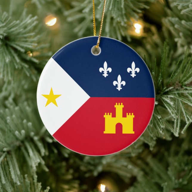 Flag of Acadiana, Louisiana Ceramic Ornament (Tree)