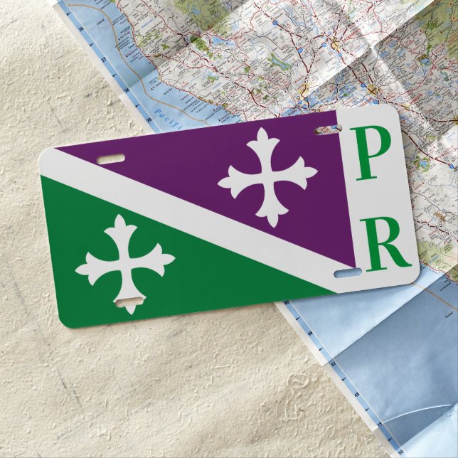 Flag of Adjuntas, Puerto Rico License Plate (In Situ)