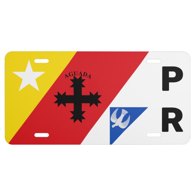 Flag of Aguada, Puerto Rico License Plate (Front)