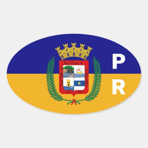 Flag of Aguadilla Puerto Rico Oval Sticker