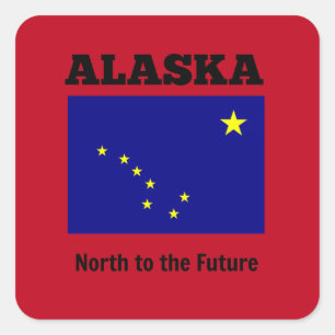 Flag of Alaska with Motto Square Sticker