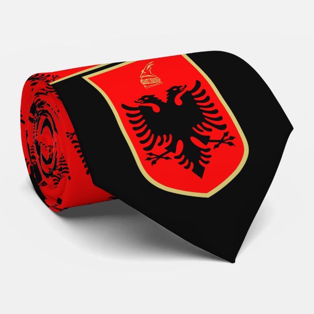 Flag of Albania, Albanian Coat of Arms Neck Tie (Rolled)