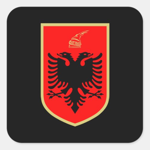 Flag of Albania Albanian Coat of Arms Square Sticker