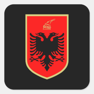 Flag of Albania, Albanian Coat of Arms Square Sticker