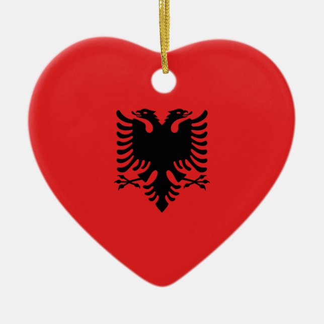 Flag of Albania - Flamuri Kombëtar - Albanian Flag Ceramic Ornament (Front)