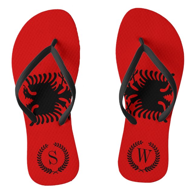 Flag of Albania Flip Flops (Footbed)
