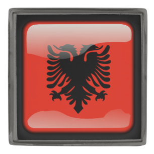 Flag of Albania Gunmetal Finish Lapel Pin
