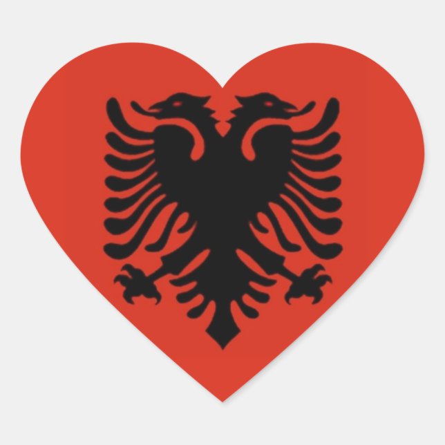 Flag of Albania Heart Sticker (Front)