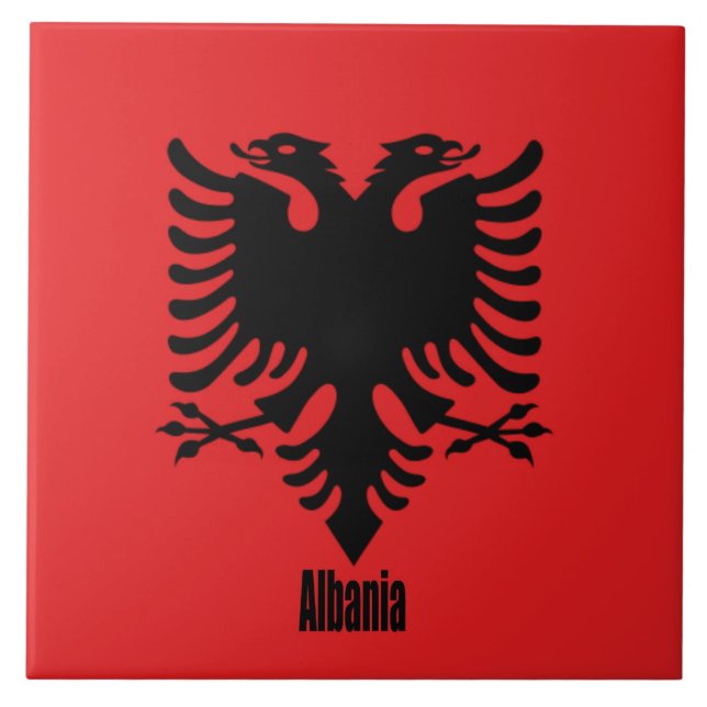 Flag of Albania, labeled Ceramic Tile (Front)
