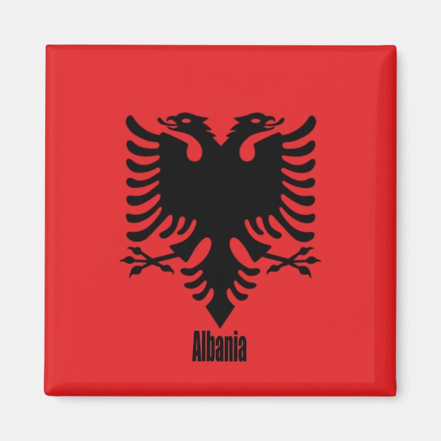 Flag of Albania, labeled, Magnet (Front)