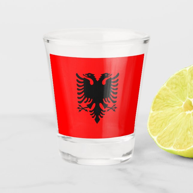 Flag of Albania Shot Glass (Front)