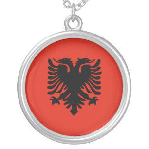 Flag of Albania Silver Plated Necklace