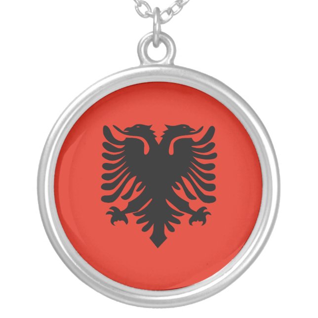 Flag of Albania Silver Plated Necklace (Front)