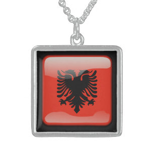 Flag of Albania Sterling Silver Necklace