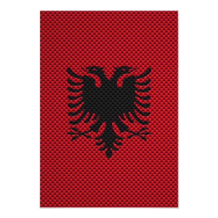 Flag of Albania with Carbon Fiber Effect Invite