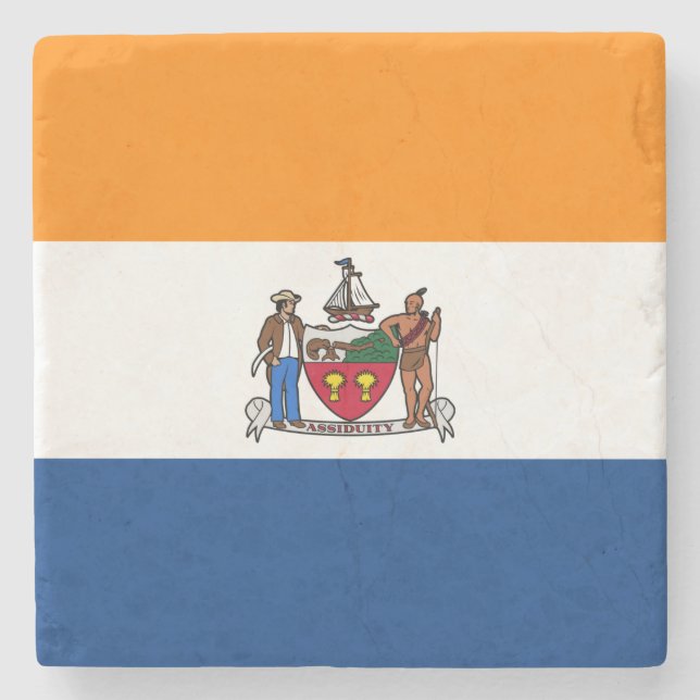 Flag of Albany, New York Stone Coaster (Front)