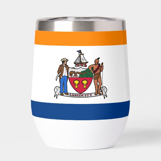 Flag of Albany, New York Thermal Wine Tumbler (Back)