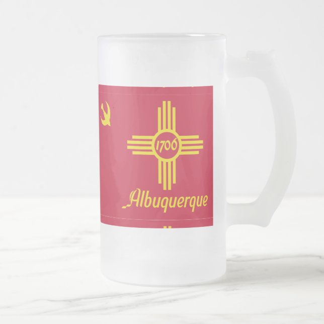 Flag of Albuquerque, New Mexico Frosted Glass Beer Mug (Right)