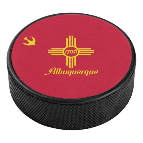 Flag of Albuquerque New Mexico Hockey Puck