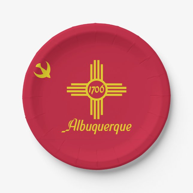 Flag of Albuquerque, New Mexico Paper Plates (Front)