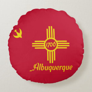 Flag of Albuquerque, New Mexico Round Pillow