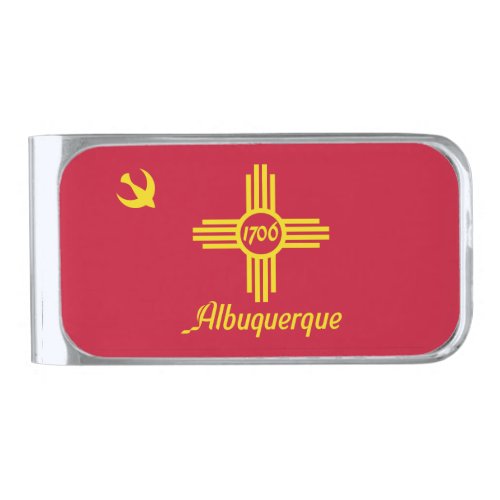Flag of Albuquerque New Mexico Silver Finish Mone Silver Finish Money Clip